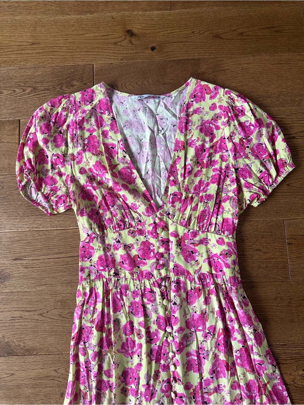 New Zara Floral Maxi Dress Sz M 100% Viscose - Picture 5 of 12